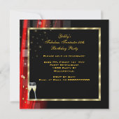 Fantastische Red Gold Moderne Geburtstagsparty Einladung (Rückseite)