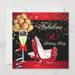 Fantastische Red Heelses Gold Black Birthday Party Einladung