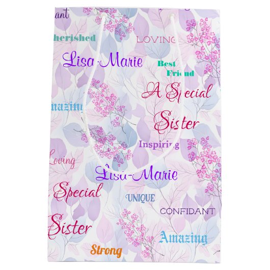 Fantastische Rosa Blütenzunge Mittlere Geschenktüte (Rückseite)