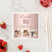 Fantastische Rose Gold Foto Geburtstagsparty Serviette (Beispiel)