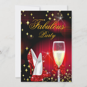 Fantastische rote Glitter-High-Heels-Geburtstagsfe Einladung