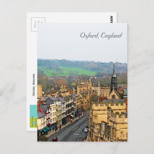 Fantastische Sicht, Oxford, England, High Street # Postkarte (Vorne/Hinten)