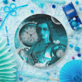 Fantastische steampunk Dame im Universum Pappteller (Party)