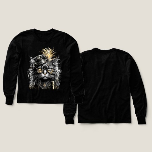 Fantastische Steampunk-Katze (Design Vorder- & Rückseite)
