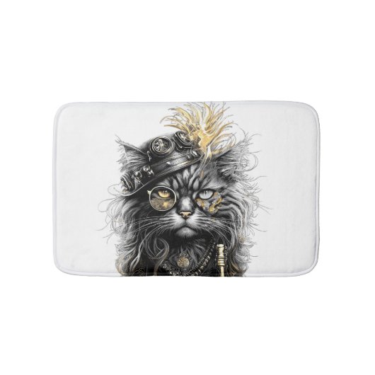 Fantastische Steampunk-Katze  Badematte (Vorderseite)
