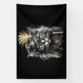Fantastische Steampunk-Katze Banner (Vertikal)