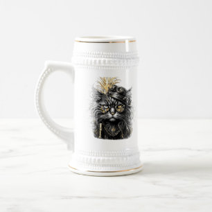 Fantastische Steampunk-Katze  Bierglas