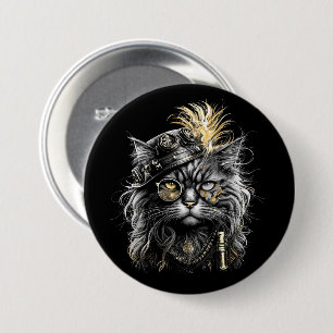 Fantastische Steampunk-Katze  Button