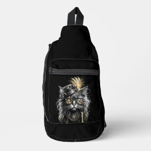 Fantastische Steampunk-Katze Crossbody Bag