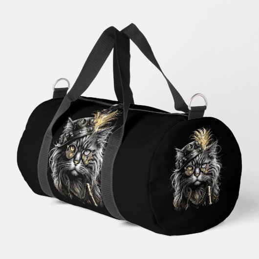 Fantastische Steampunk-Katze Duffle Bag (Linke Seite)