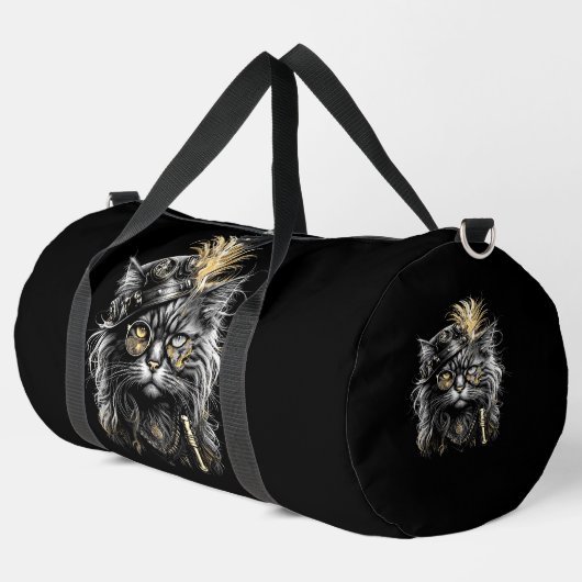 Fantastische Steampunk-Katze  Duffle Bag (Linke Ecke)