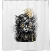 Fantastische Steampunk-Katze  Duschvorhang (Vorderseite)