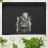 Fantastische Steampunk-Katze  Geschirrtuch (Gefaltet)