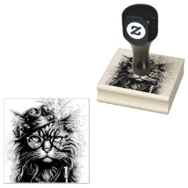 Fantastische Steampunk-Katze  Gummistempel