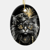 Fantastische Steampunk-Katze Keramik Ornament (Hinten)