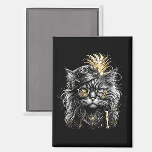 Fantastische Steampunk-Katze Magnet