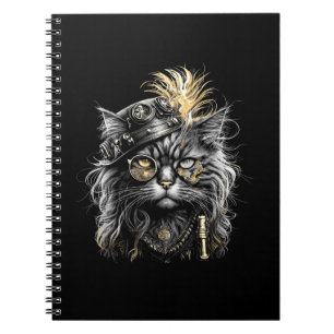 Fantastische Steampunk-Katze Notizblock