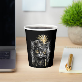 Fantastische Steampunk-Katze  Pappbecher