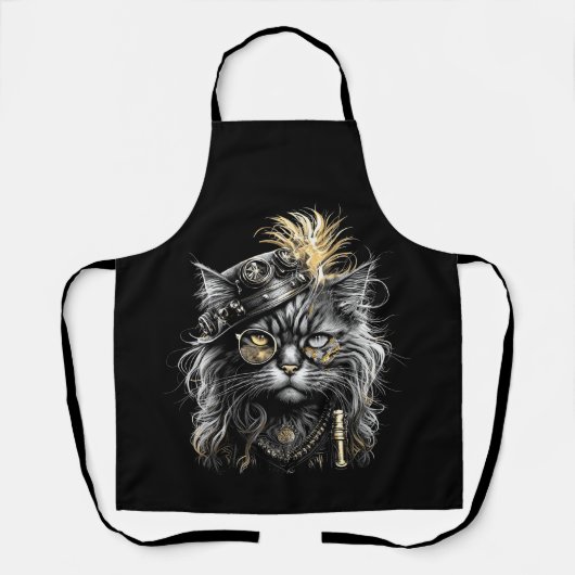 Fantastische Steampunk-Katze  Schürze (Vorderseite)