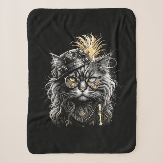 Fantastische Steampunk-Katze Sherpadecke (Vorderseite)