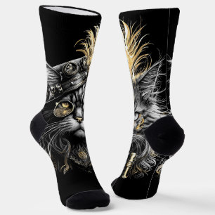 Fantastische Steampunk-Katze  Socken