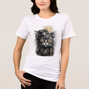 Fantastische Steampunk-Katze Tri-Blend Shirt