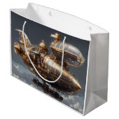 Fantastische Steampunkflugzeuge Große Geschenktüte (Rückseite Schrägansicht)