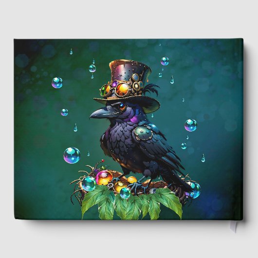 Fantastische Steampunkkrähe Gästebuch (Rückseite)