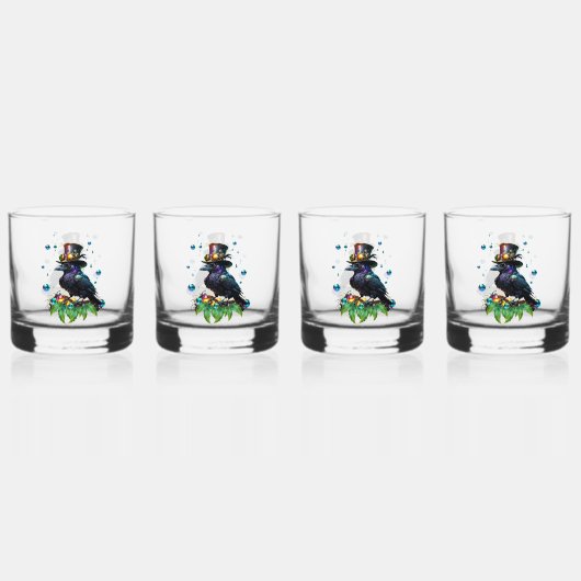 Fantastische Steampunkkrähe Whiskyglas (Hinten)