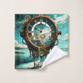 Fantastische Steampunkuhr Badhandtuch Set (Waschlappen)