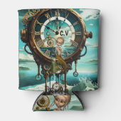 Fantastische Steampunkuhr Dosenkühler (Vorderseite)