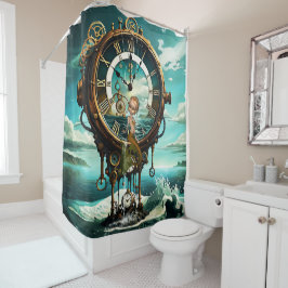 Fantastische Steampunkuhr Duschvorhang