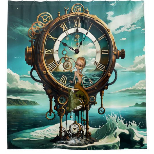 Fantastische Steampunkuhr Duschvorhang (Vorderseite)
