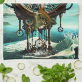 Fantastische Steampunkuhr Geschirrtuch (Gefaltet)