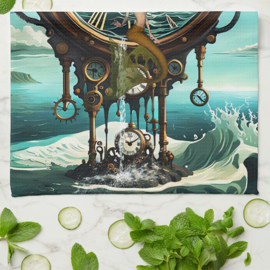 Fantastische Steampunkuhr Geschirrtuch (Gefaltet)