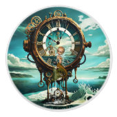 Fantastische Steampunkuhr Keramikknauf (Vorderseite)