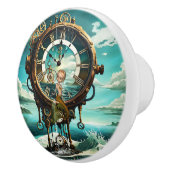 Fantastische Steampunkuhr Keramikknauf (Rechts)