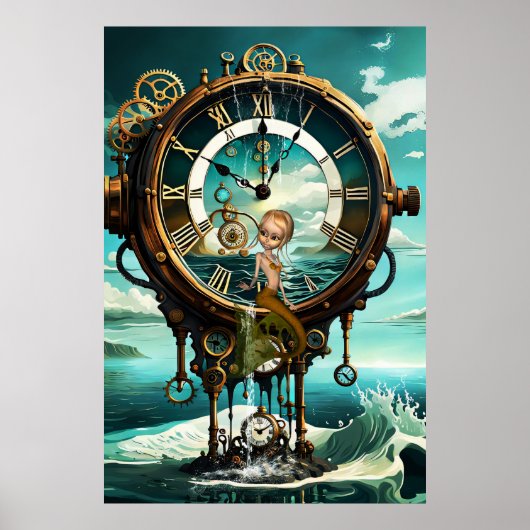 Fantastische Steampunkuhr Poster (Vorne)