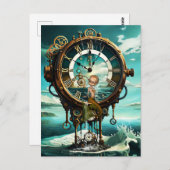 Fantastische Steampunkuhr Postkarte (Vorne/Hinten)