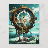 Fantastische Steampunkuhr Postkarte (Vorderseite)
