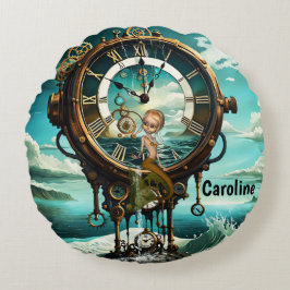 Fantastische Steampunkuhr Rundes Kissen