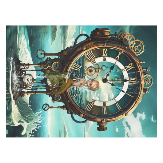 Fantastische Steampunkuhr Tischdecke (Vorderseite (Horizontal))