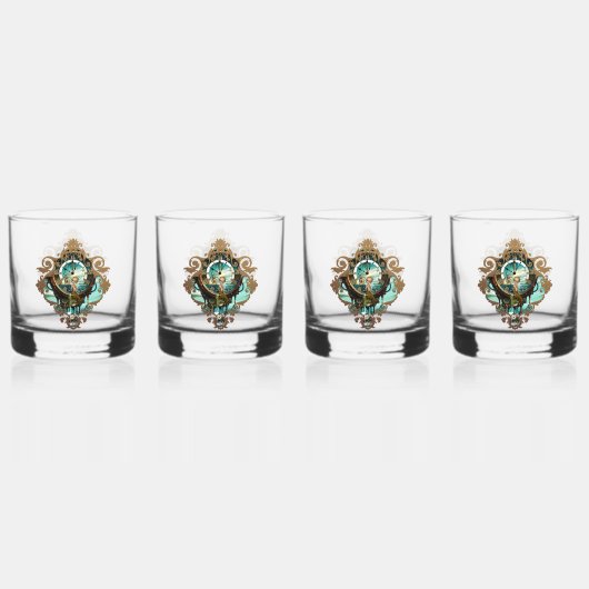 Fantastische Steampunkuhr Whiskyglas (Hinten)
