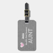 Fantastische TANTE graues Mosaik und rosa Herz Gepäckanhänger (Vorderseite vertikal)