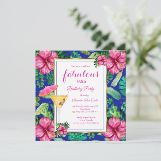 Fantastische Tropencocktail-Geburtstagsparty Einladung (Stehend Vorderseite)