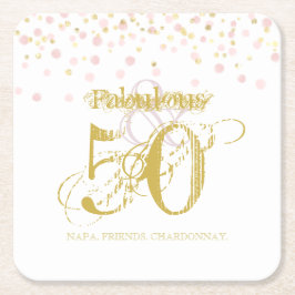 Fantastische und 50 elegante Birthday Gold Pink Ta Rechteckiger Pappuntersetzer