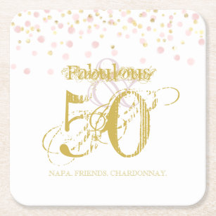 Fantastische und 50 elegante Birthday Gold Pink Ta Rechteckiger Pappuntersetzer