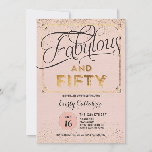 Fantastische und fünfzig Rose Gold Party Einladung (Vorderseite)