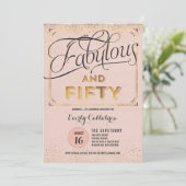 Fantastische und fünfzig Rose Gold Party Einladung (Stehend Vorderseite)