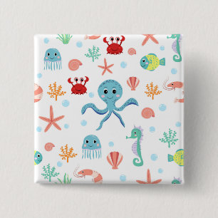 Fantastische Unterwasser-Meereslebewesen Button